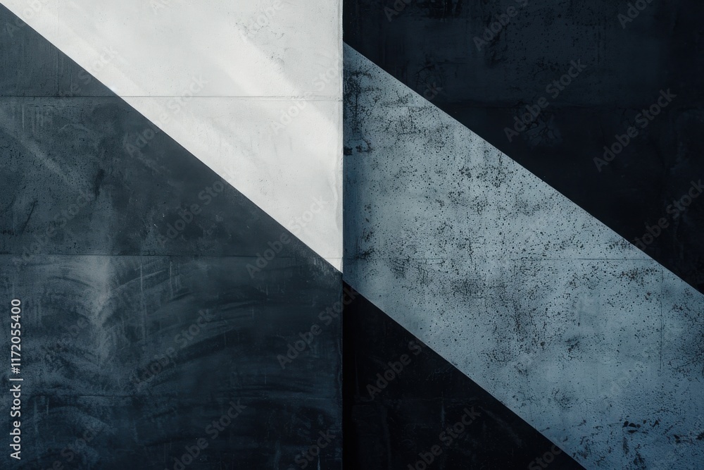 Abstract Concrete Wall Art: Diagonal Lines and Textures in Shades of Gray and Black