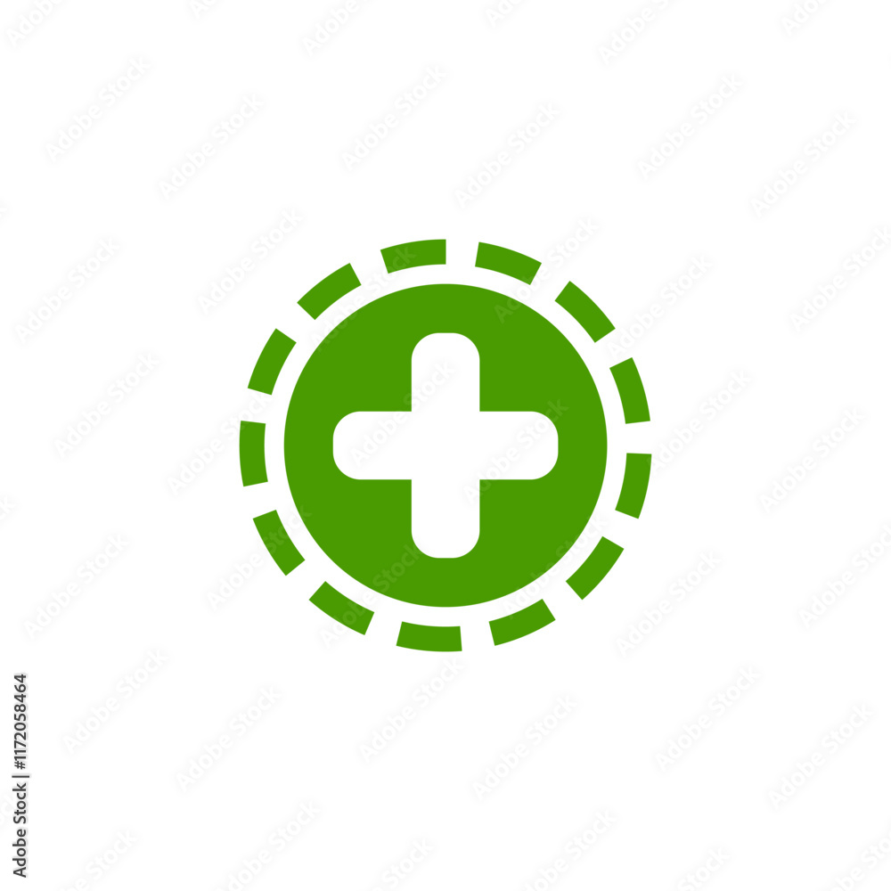 Fototapeta premium green health logo icon with cross plus sign 