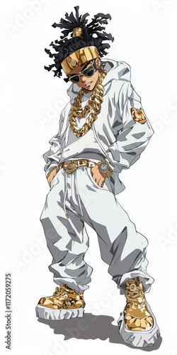 Blinged manga character