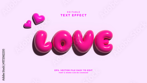 Love editable text effect 3d inflated