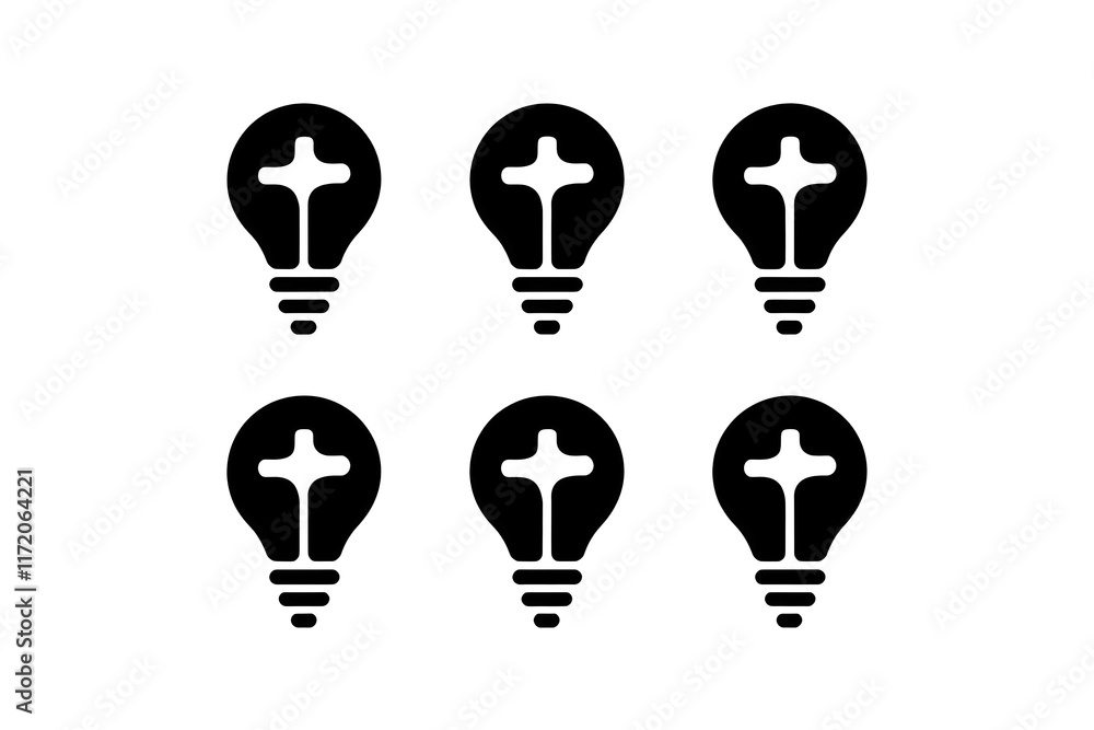 light bulb design with cross symbol showing hope faith spirituality and inspiration in simple graphic style  