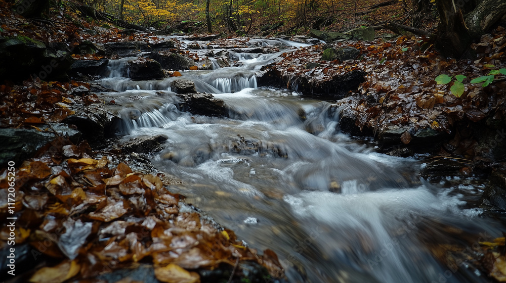 long exposure of stream in the forest long exposure of stream in the forest