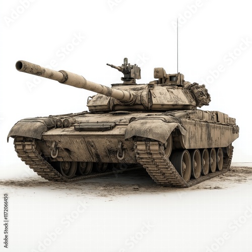 T-90 Military Tank on Plain Background