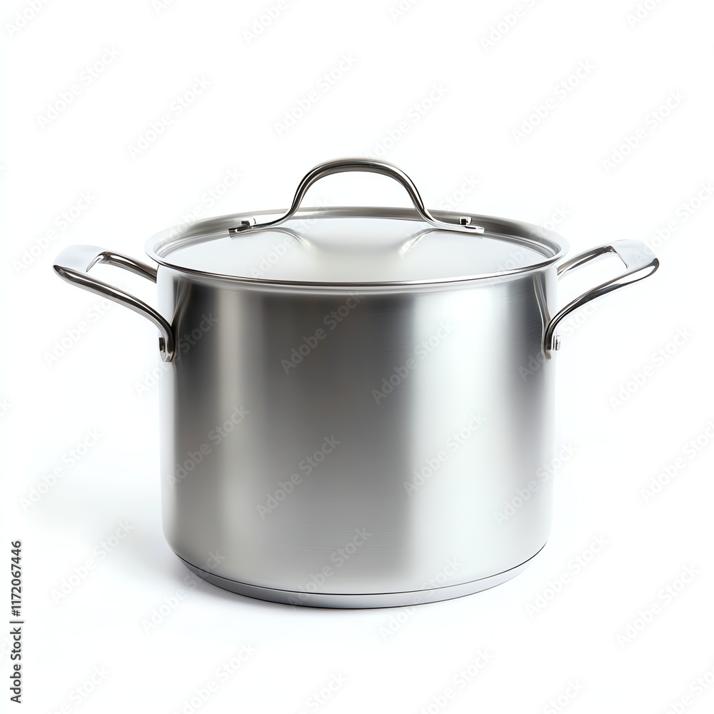 Stainless steel pot with lid, isolated on a white background. Stainless steel pot with lid, isolated on a white background.