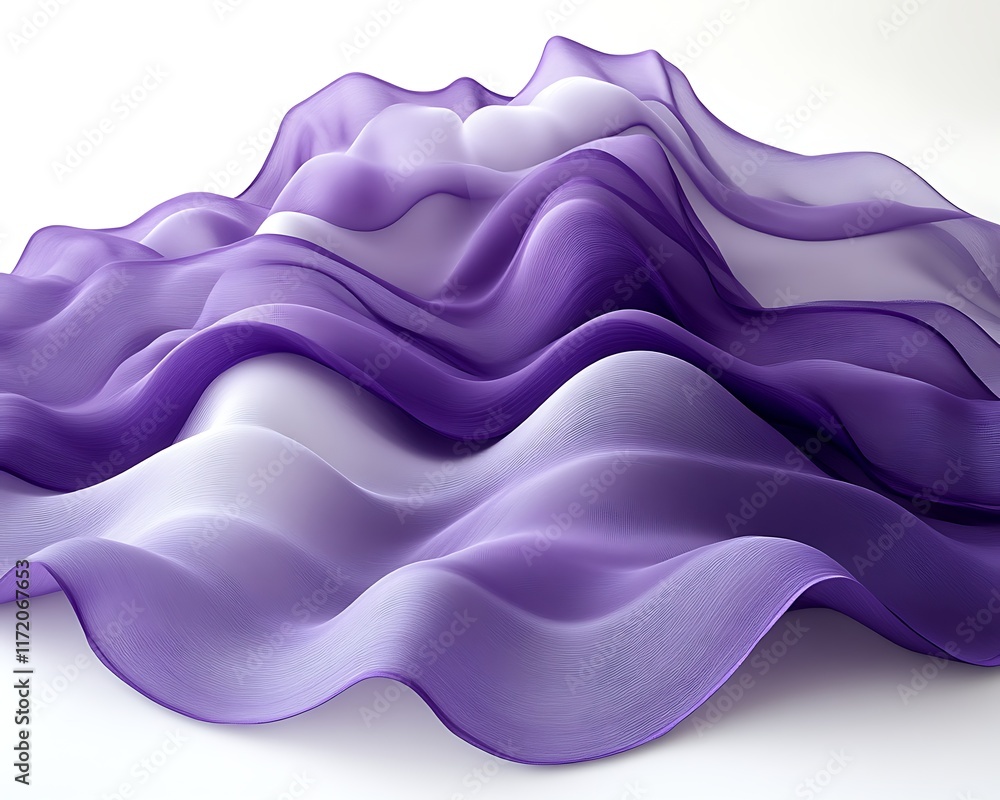 Fototapeta premium Abstract purple and white fabric waves.