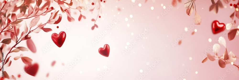 Obraz premium A tree adorned with numerous floating hearts, symbolizing love and affection, perfect for celebrating Valentine's Day.