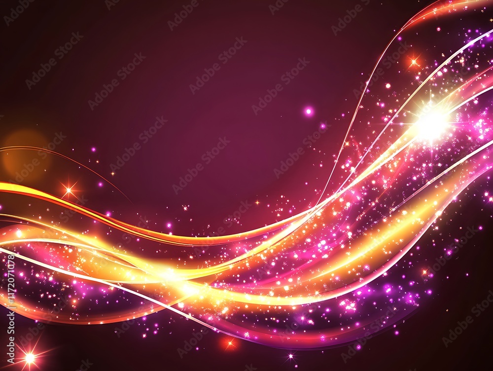 Fototapeta premium Abstract Glowing Waves with Sparkling Lights and Shimmer