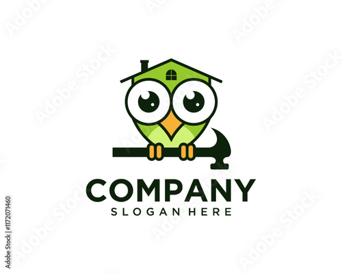 Logo combination of owl and house photo