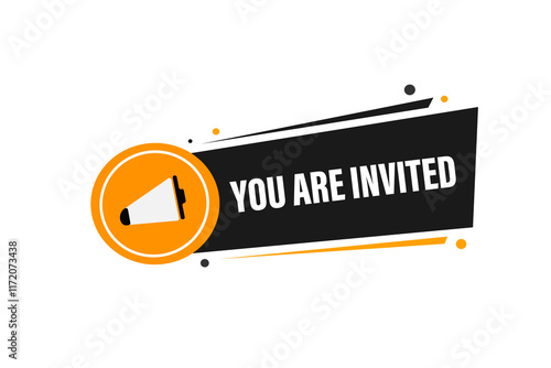  you are invited, Button for websites, Design Element, learn, stay, template, tuned, design, level, sign, speech, bubble  banner, modern, symbol, click. 
