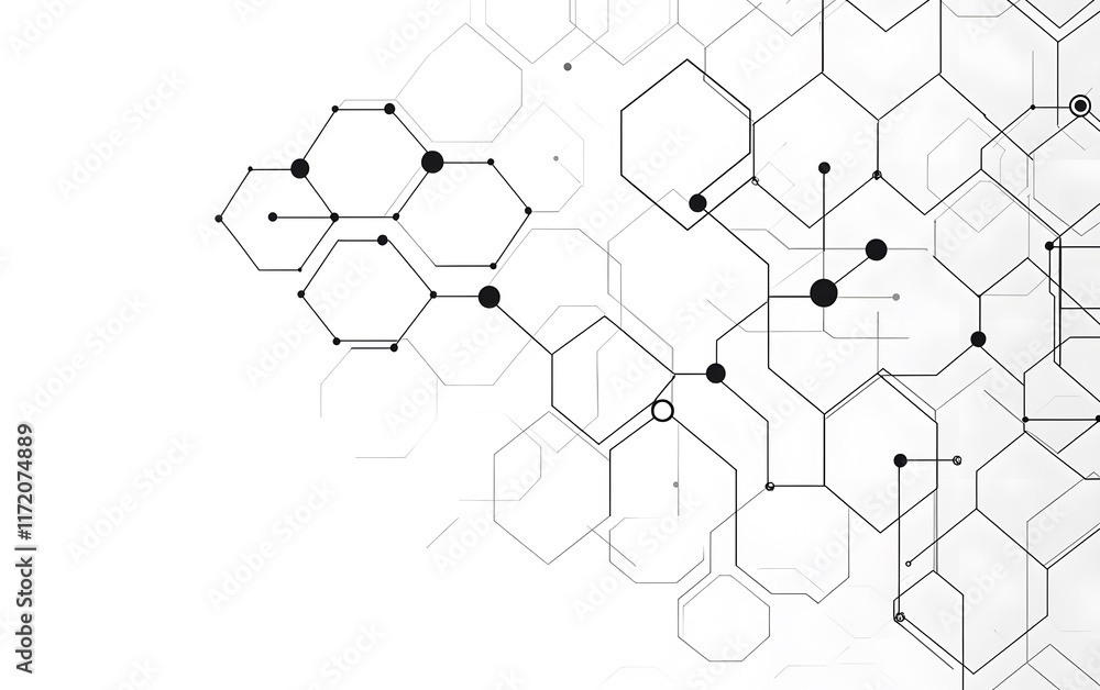 Fototapeta premium Abstract 3D Hexagonal Pattern in White with Geometric Shapes on Minimalist Background