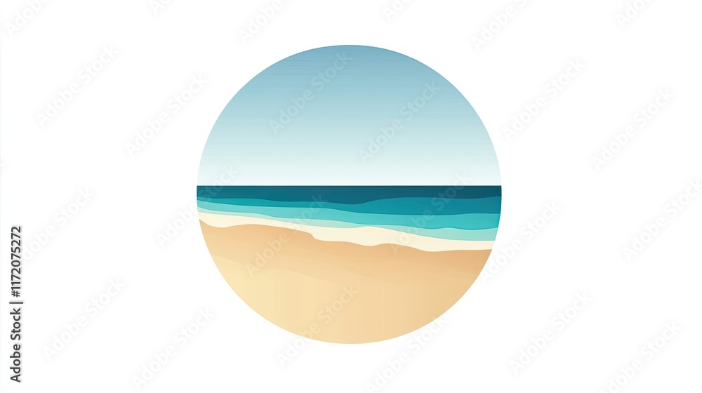 A minimalist illustration of a beach scene featuring sand and ocean waves. A minimalist illustration of a beach scene featuring sand and ocean waves.
