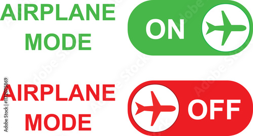 vector illustration airplane mode buttons, online and offline system