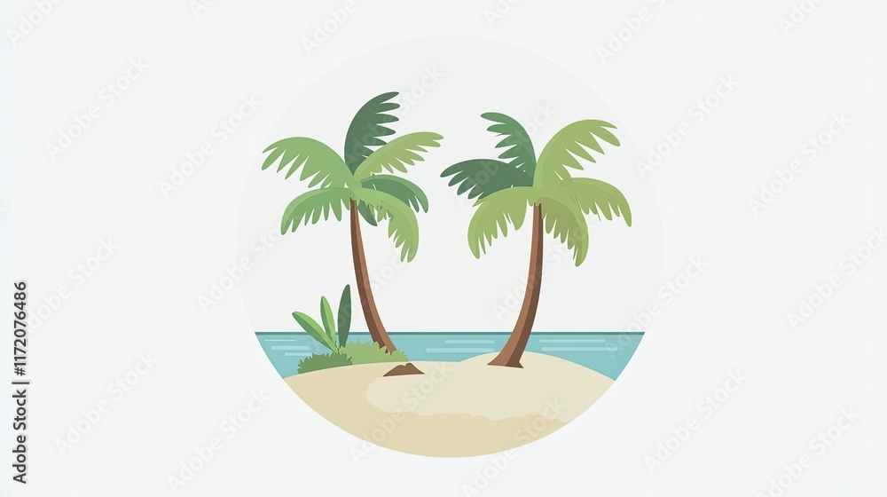 A serene beach scene featuring palm trees and calm waters, ideal for relaxation. A serene beach scene featuring palm trees and calm waters, ideal for relaxation.