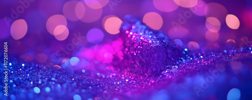 Glittering purple and blue particles creating magical landscape