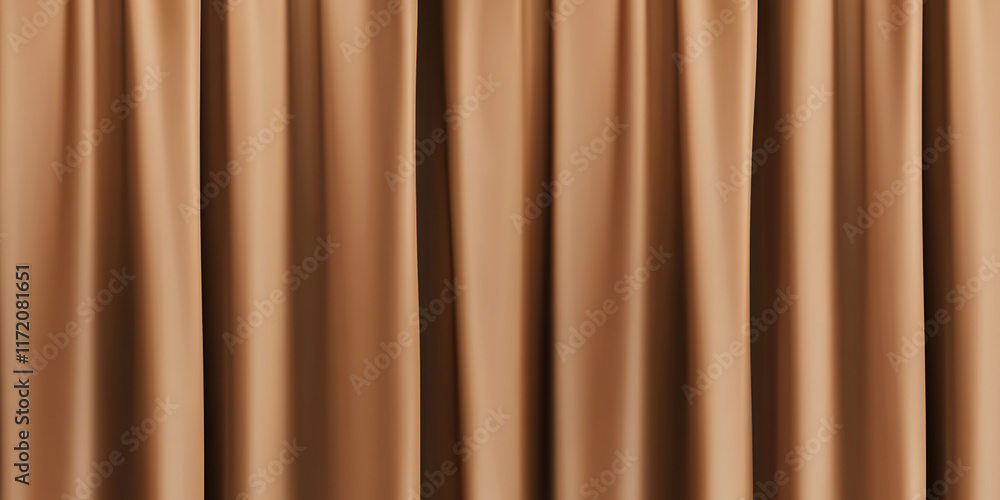 Obraz premium Elegant Abstract Curtain Background: Silky Waves in Mocha and Beige Tones. Luxurious Satin Fabric with Dusty Sheen for Festive Designs. AI-Generated Soft Draping Texture in 2025 Color Trend for Banner