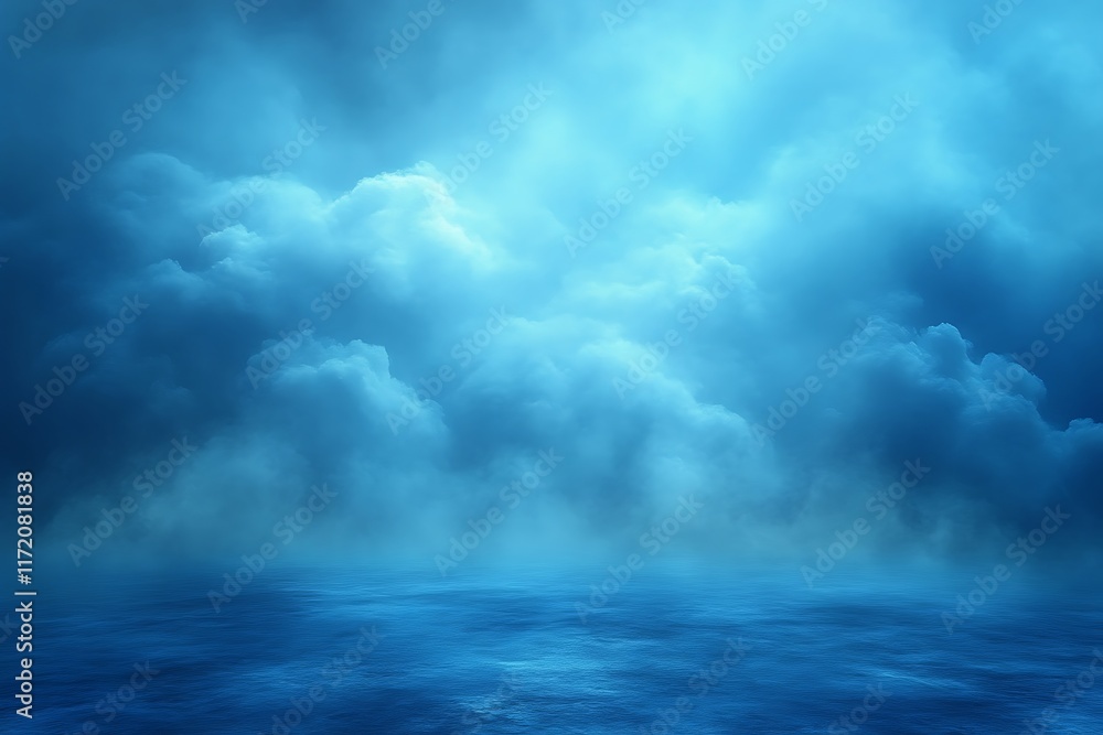 Moody blue sky and sea, heavy cloudscape. Moody blue sky and sea, heavy cloudscape.