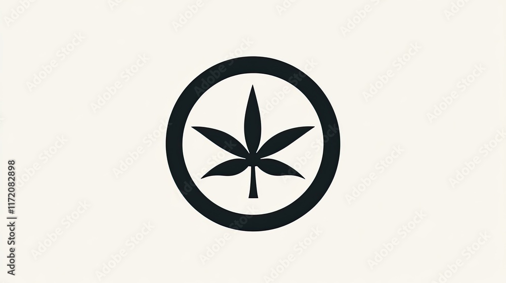 A stylized cannabis leaf within a circular emblem, symbolizing cannabis culture. A stylized cannabis leaf within a circular emblem, symbolizing cannabis culture.