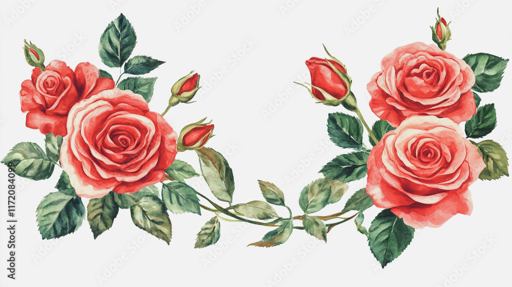 Naklejka premium Elegant wedding invitation card background vector. Minimal hand painted watercolor botanical flowers texture template background. Design for wedding, vip cover, poster, rsvp moderncard.Valentine's Day
