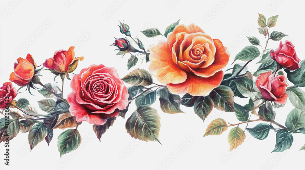 Naklejka premium Elegant wedding invitation card background vector. Minimal hand painted watercolor botanical flowers texture template background. Design for wedding, vip cover, poster, rsvp moderncard.Valentine's Day
