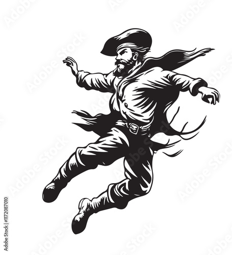 drawing_of_fliying_dutchman_one_color_logo_black and white