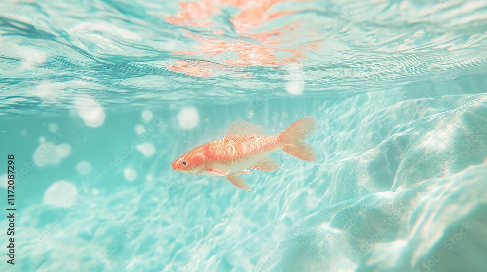 Goldfish Swimming in Turquoise Water Goldfish Swimming in Turquoise Water