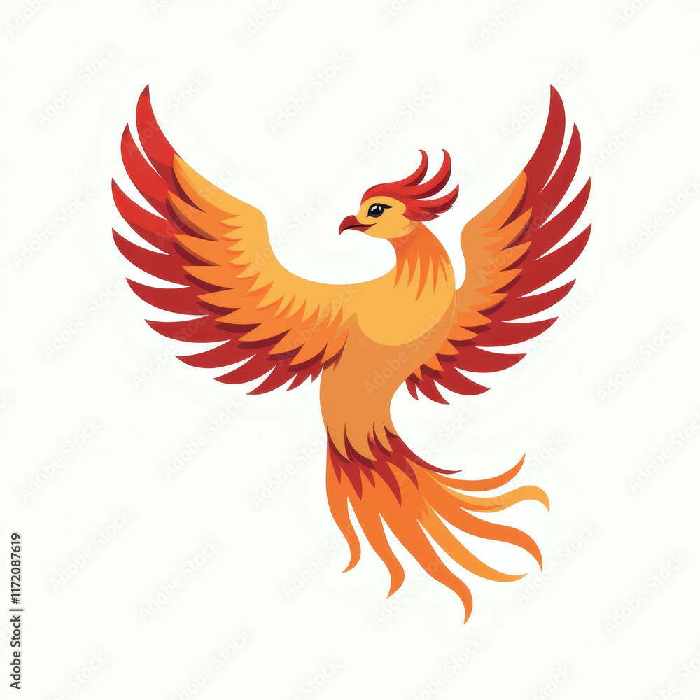 Fototapeta premium Fiery Phoenix Bird, Mythical Creature - Mythical Creatures