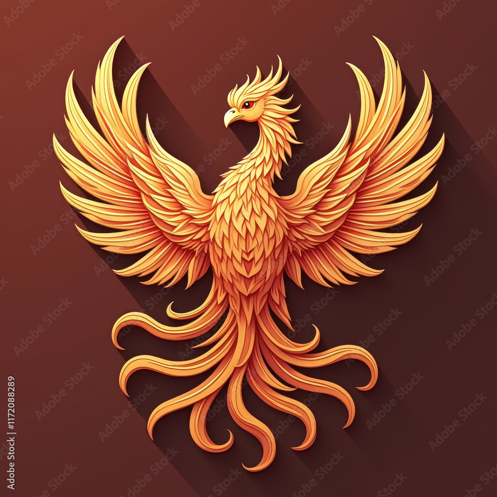 Fototapeta premium Golden Phoenix Bird, Mythical Creature - Mythological Creatures