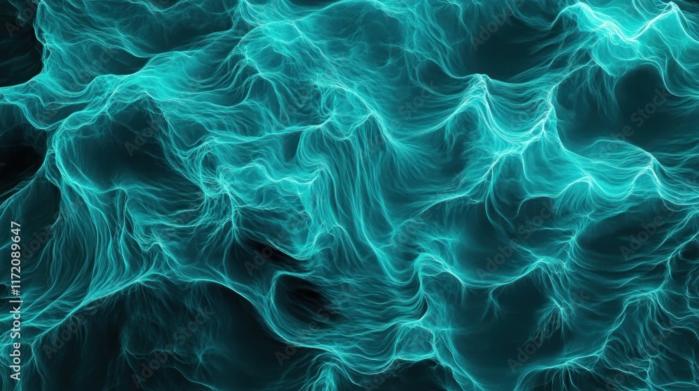 Abstract representation of flowing energy with glowing turquoise waves. Abstract representation of flowing energy with glowing turquoise waves.