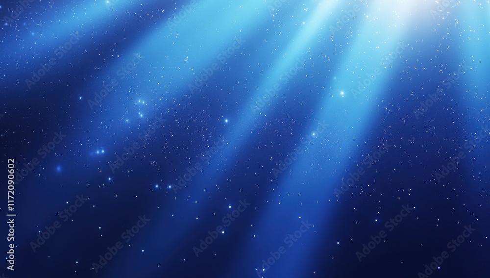 Obraz premium Blue light rays, stardust, and a space background. Digital illustration of a futuristic