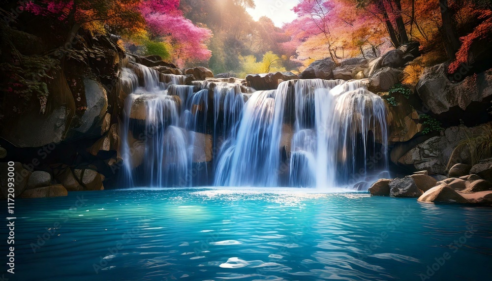 Obraz premium waterfall cascading into a sparkling crystal-