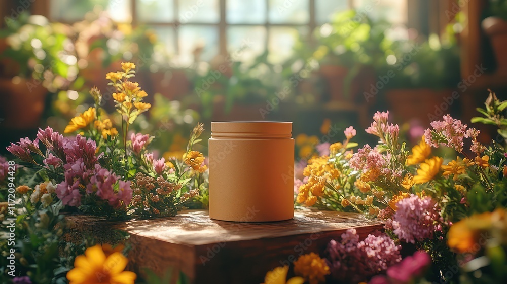 Fototapeta premium Sunlit Botanicals: A Natural Product Showcase