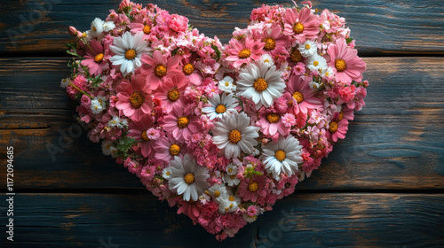 beautiful heart shaped floral arrangement featuring pink and white flowers, symbolizing love and affection. This vibrant display is perfect for romantic occasions