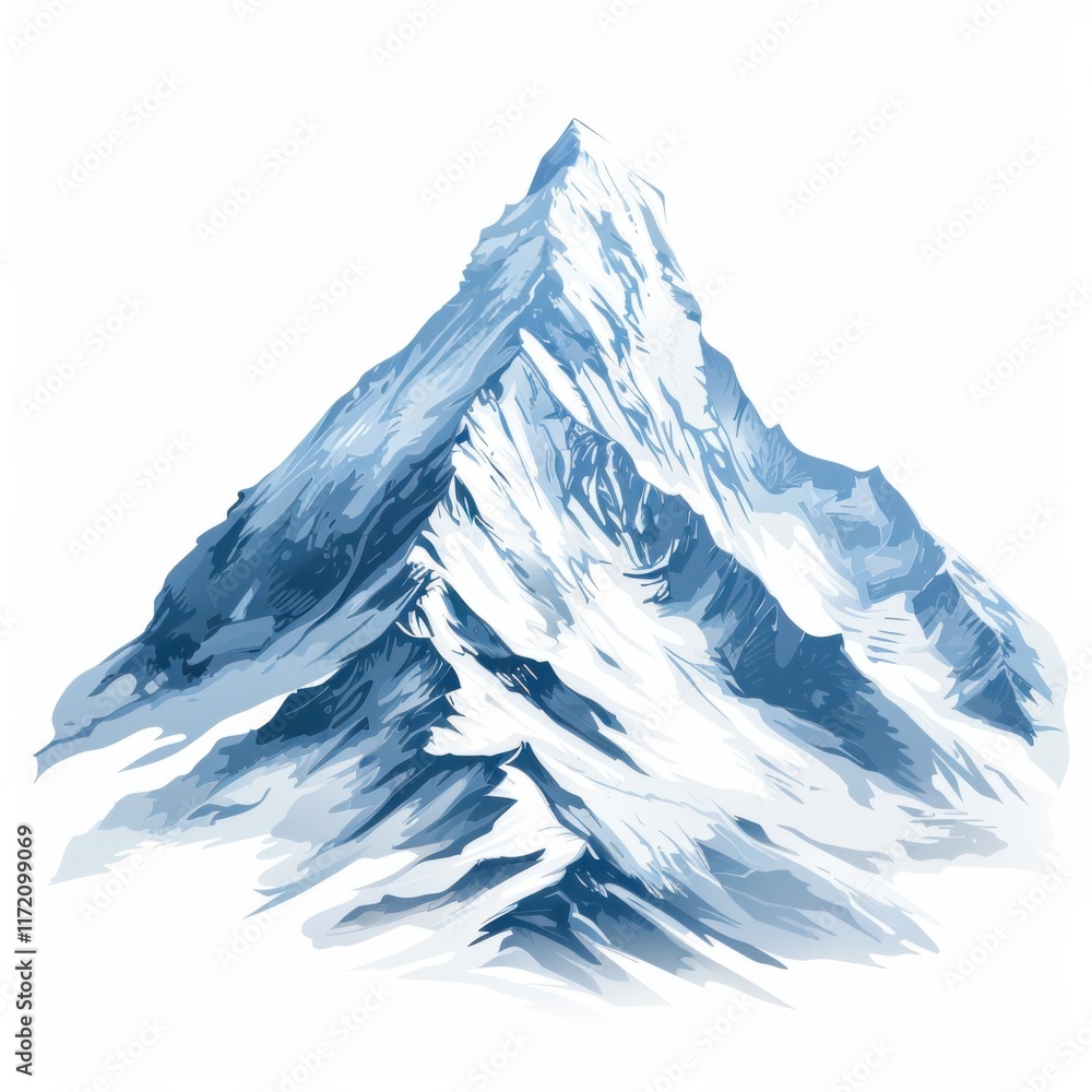 Fototapeta premium Majestic Snow-Capped Mountain Peak Surrounded by Clear Skies and Inviting Serenity for Nature and Adventure Enthusiasts