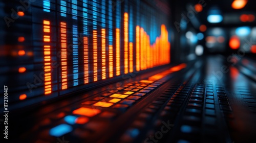 Abstract digital composition featuring glowing sound wave patterns, vibrant neon colors, and futuristic design elements that evoke technology and creativity