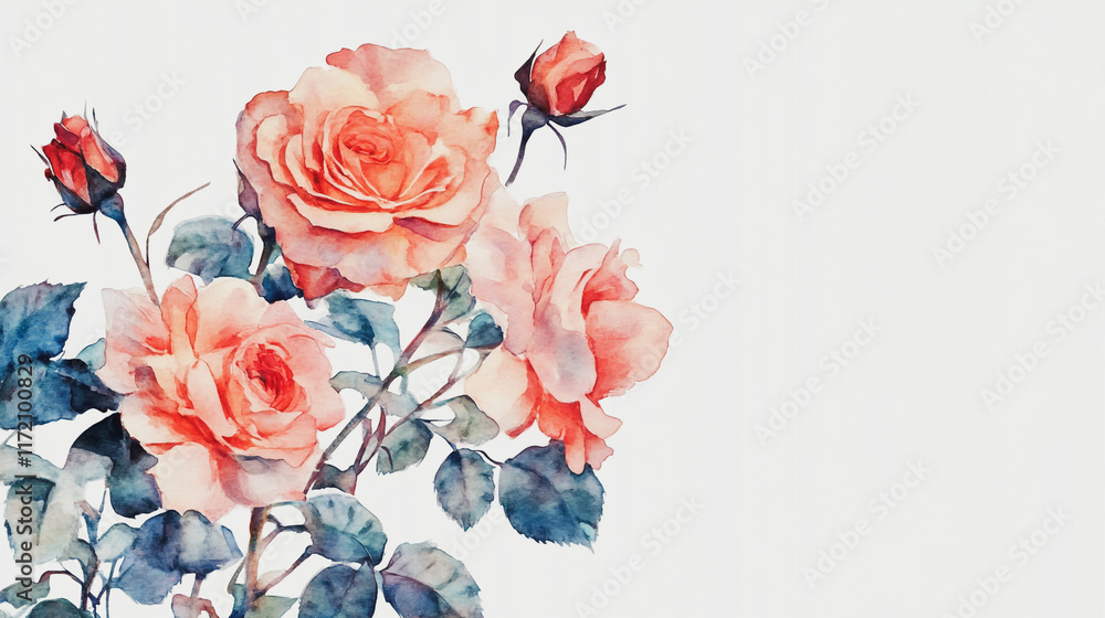 Obraz premium Elegant wedding invitation card background vector. Minimal hand painted watercolor botanical flowers texture template background. Design for wedding, vip cover, poster, rsvp moderncard.Valentine's Day