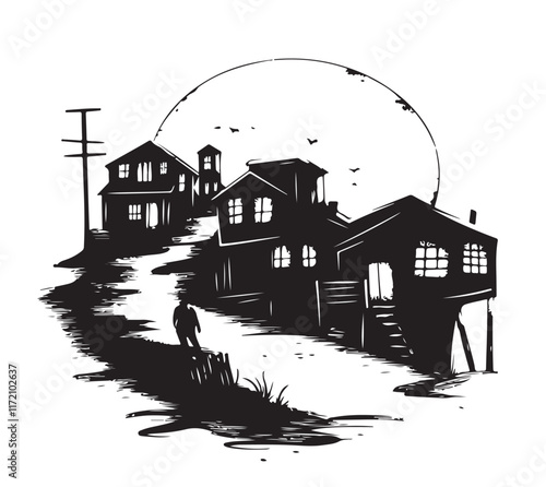 drawing_of_ghost_town_one_color_logo_black_and_white