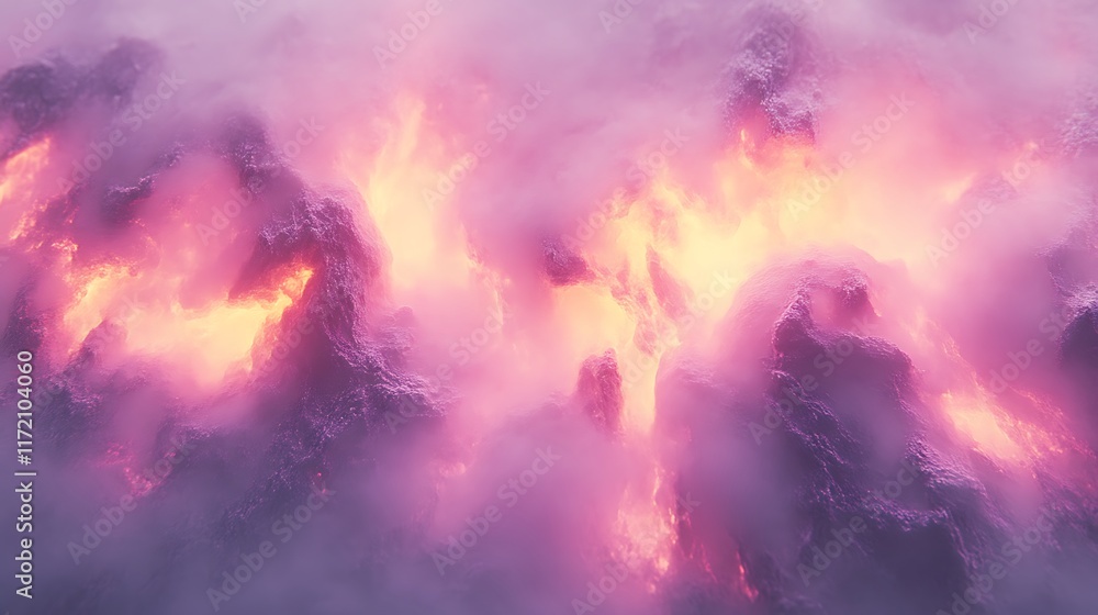 Fototapeta premium Fiery, pink, and purple cloudscape.