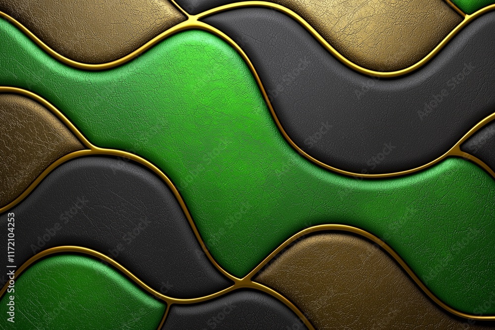 Obraz premium Abstract Green Black Gold Leather Pattern Design