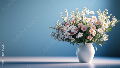 Flower bouquet on pot for decoration background