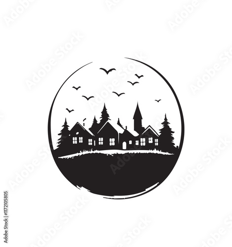 drawing_of_ghost_town_one_color_logo_black_and_white