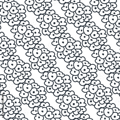 Simulation of a group of proteins or cells arranged in separate diagonal lanes.