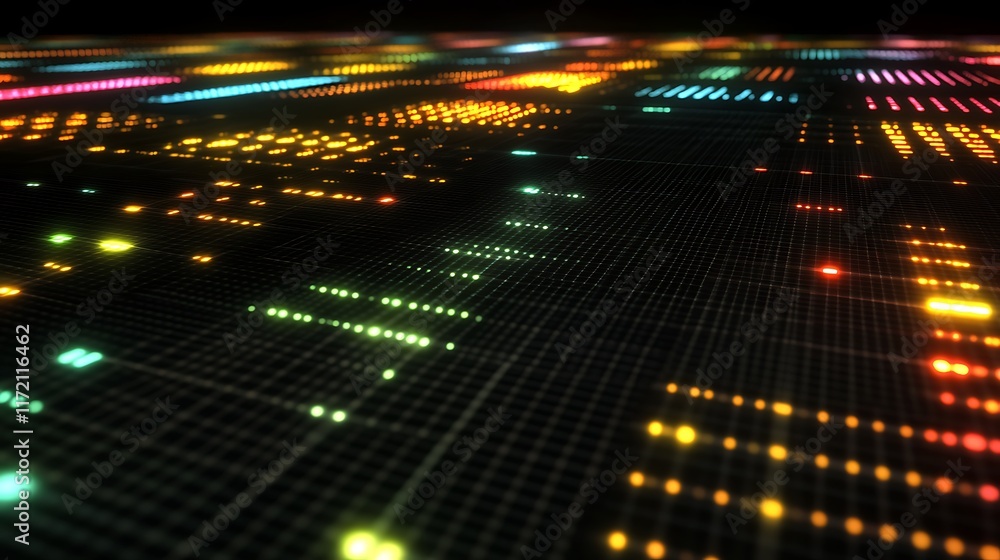 Abstract Colorful Digital Grid Pattern Illumination Abstract Colorful Digital Grid Pattern Illumination
