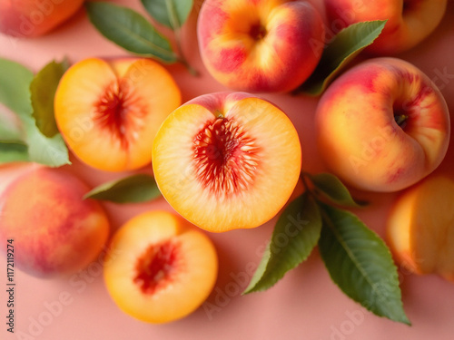 Fresh Sweet peaches fruits photo