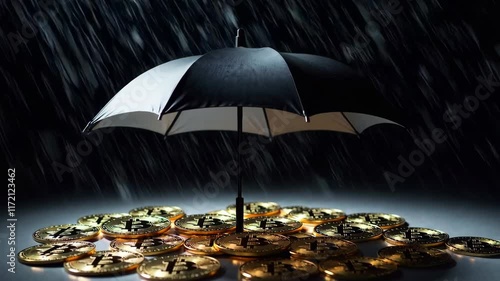 Wallpaper Mural Protecting Cryptocurrency Coins Under Umbrella Scene Footage Torontodigital.ca