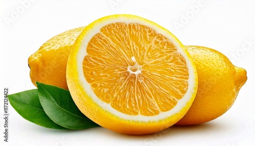 lemon isolated white background close up macro fresh organic food