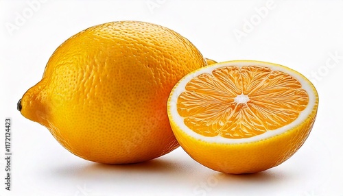 lemon isolated white background close up macro fresh organic food