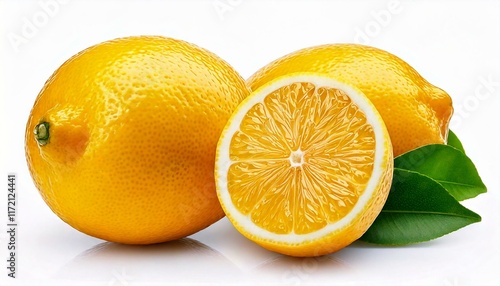 lemon isolated white background close up macro fresh organic food