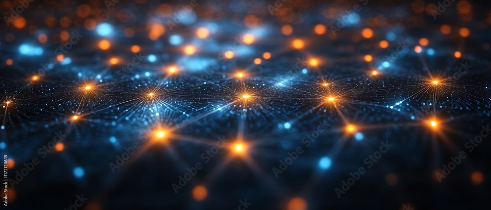 Fototapeta premium Abstract glowing network nodes.