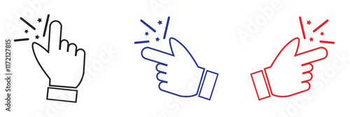 Finger snap icon. Snap of fingers gesture. Thumb click sign. Idea symbol. Easy to use vector illustration isolated.