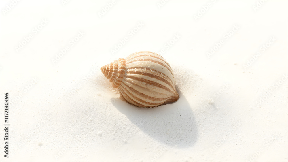 A seashell resting on pristine white sand, 8K resolution, highly detailed, vivid colors, isolated on white background A seashell resting on pristine white sand, 8K resolution, highly detailed, vivid colors, isolated on white background